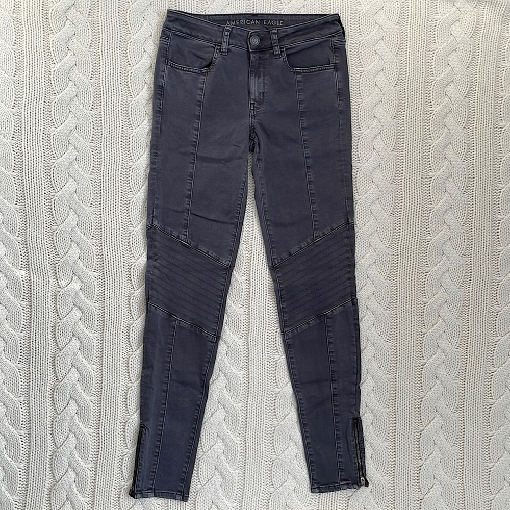 👖2 for $30👖 American Eagle Stretch Denim Zipper Detail Motorcycle Jeggings